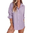 thumbnail image 5 of Fantaslook Striped Button Down Shirts for Women Classic Long Sleeve Collared Office Work Blouses Tops, 5 of 10