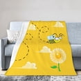 thumbnail image 1 of DouZhe Ultra-Soft Micro Fleece Lightweight Flannel Bed Blanket, Yellow Funny Flying Bee Print Cozy Warm Throw Blankets, 60"x50", 1 of 7