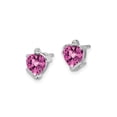 thumbnail image 3 of 1.45 Carat (Ctw) Lab Created Heart Shaped Pink Sapphire Solitaire Earrings in 14K White Gold, 3 of 4