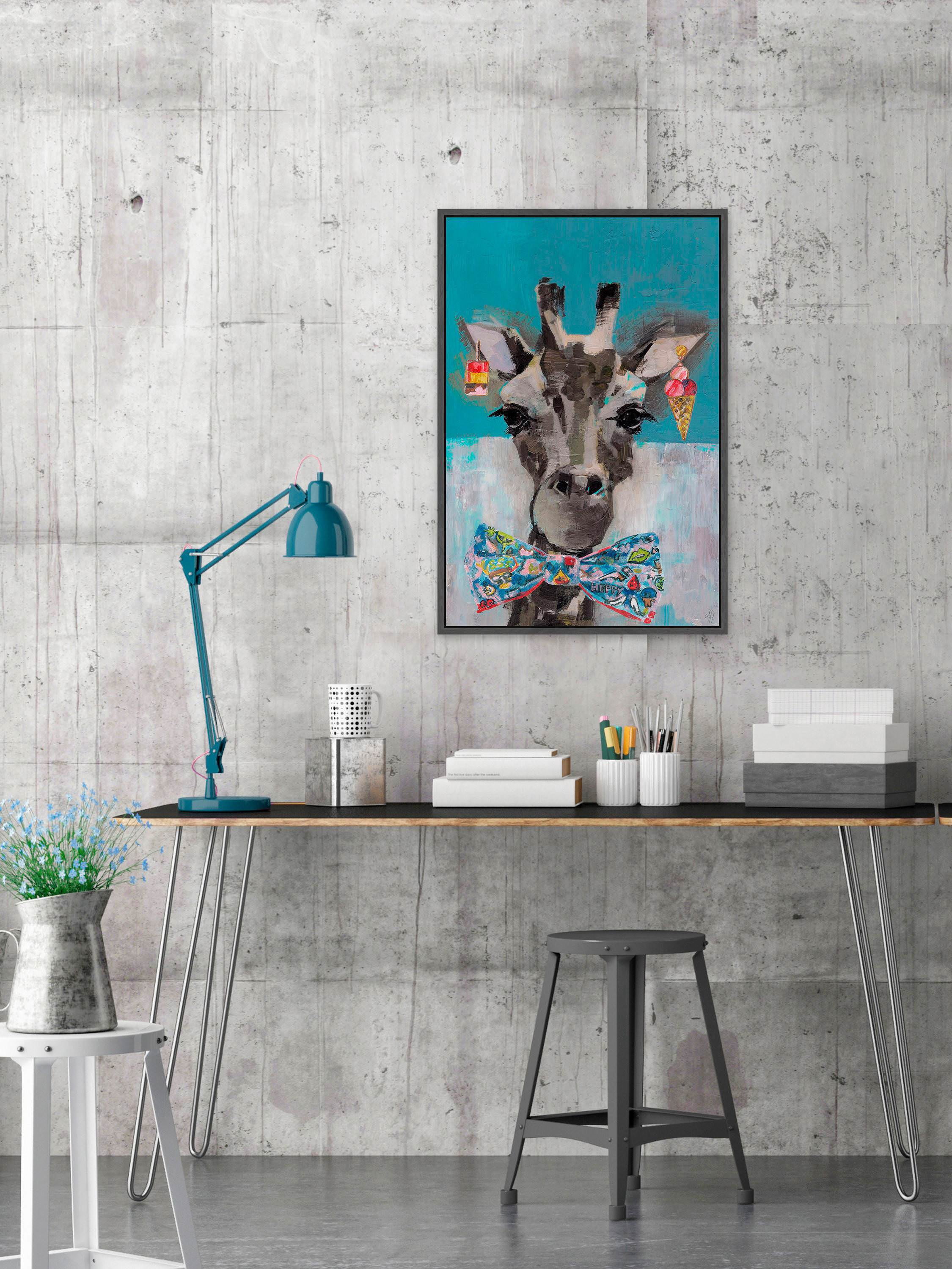 Sassy Giraffe Floater Framed Painting Print on Canvas