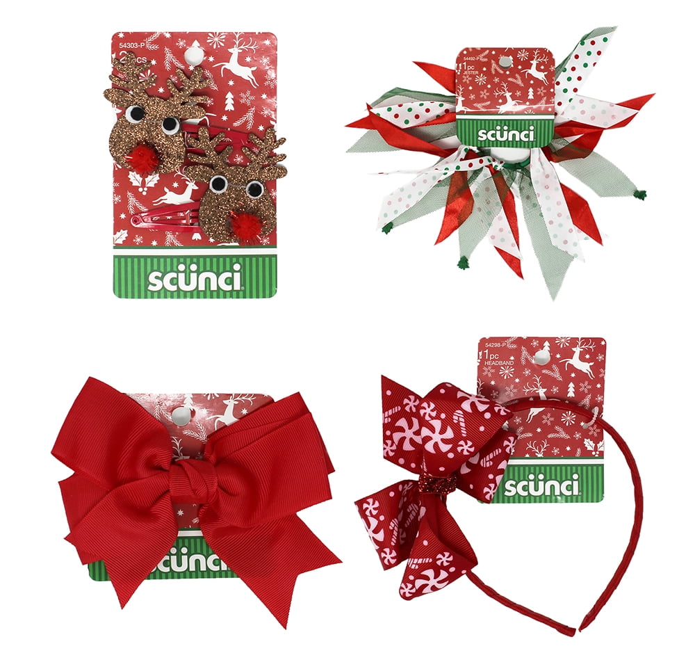 Scunci Holiday Christmas Glitter Candy Cane Hair Snap Clips Hairpin Barrette