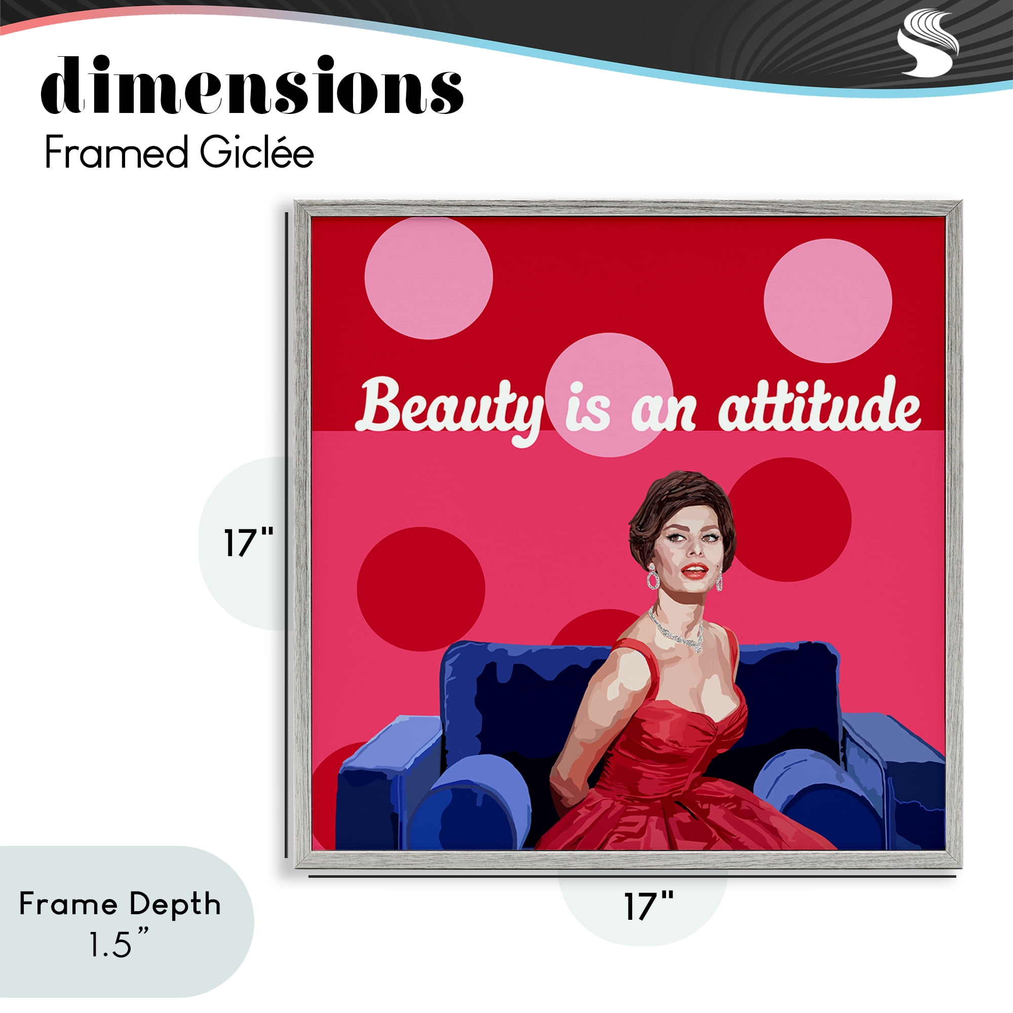 Stupell Industries Beauty Is An Attitude Gray Framed Giclee Art, design by Lynnda Rakos