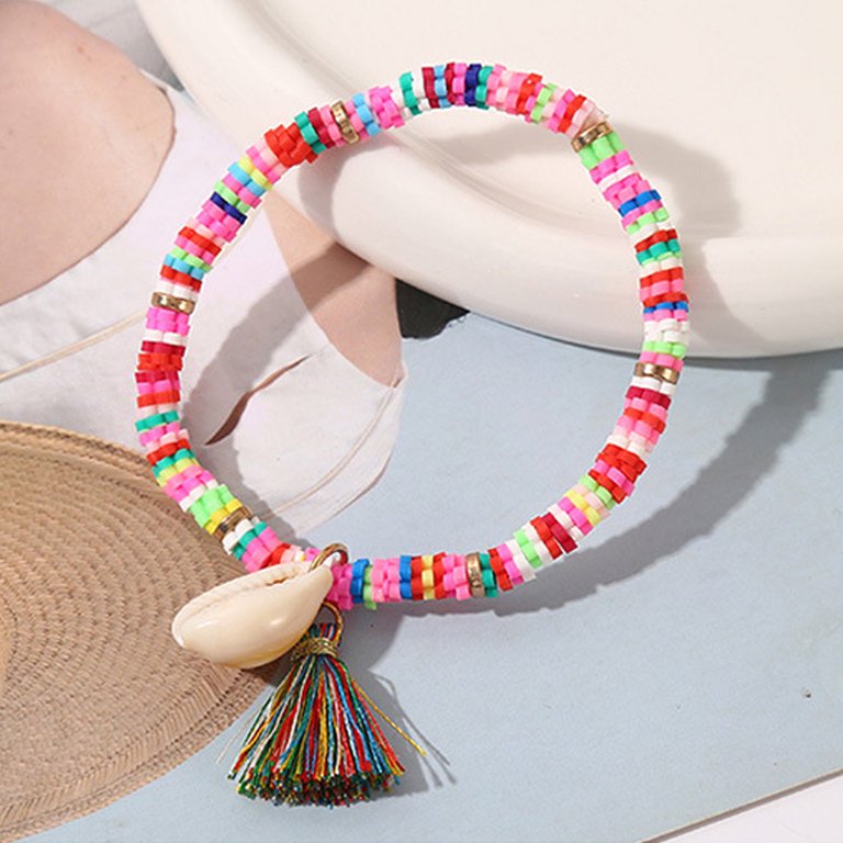 3Pcs Surfer Bracelets Set Colorful Beaded Stretch Clay Stackable