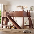 thumbnail image 3 of Jopath Full size Loft Bed with Storage Shelves and Wardrobe, Solid Wood Loft Beds with Detachable Slide and Ladders for Boys Girls Deep Natural, 3 of 9