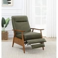 thumbnail image 2 of Pemberly Row Modern Green Faux Leather Wood Arm Push Back Recliner, 2 of 15