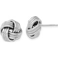 thumbnail image 1 of Sterling Silver Rhodium-Plate Textured Polished Love Knot Earrings (12.6 X 12.5) Made In Italy qe13405, 1 of 5