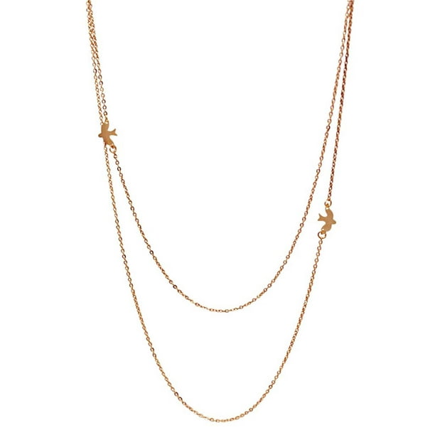 Download Luxury Divas Rose Gold Thin Layered Necklace With Bird Pendant Walmart Com Walmart Com