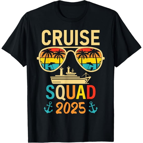 Cruise Squad 2025 Summer Vacation Matching Family Cruise T-ShirtMen's and women's gift, black and white T-shirt, size: Extra large S-4XL