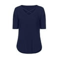 thumbnail image 6 of Fesfesfes Womens T Shirts Casual Women Casual Short Sleeve Flared Sleeves V-Neck Solid Loose T-Shirt Blouse Tops Women's Tops M(US:6), 6 of 7