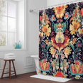 thumbnail image 5 of Retro Flowers Fabric Shower Curtain Ethnic Style Washable Shower Curtains for Bathroom, Waterproof Bath Curtain with Hooks Home Decor 72x72in, 5 of 8