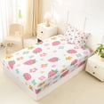thumbnail image 4 of Erosebridal Cute Strawberry Twin Sheet Sets for Girls, Groovy Floral Bedding, 1 Flat Sheet 1 Fitted Sheet and 1 Pillowcase, 3 Piece, 4 of 5