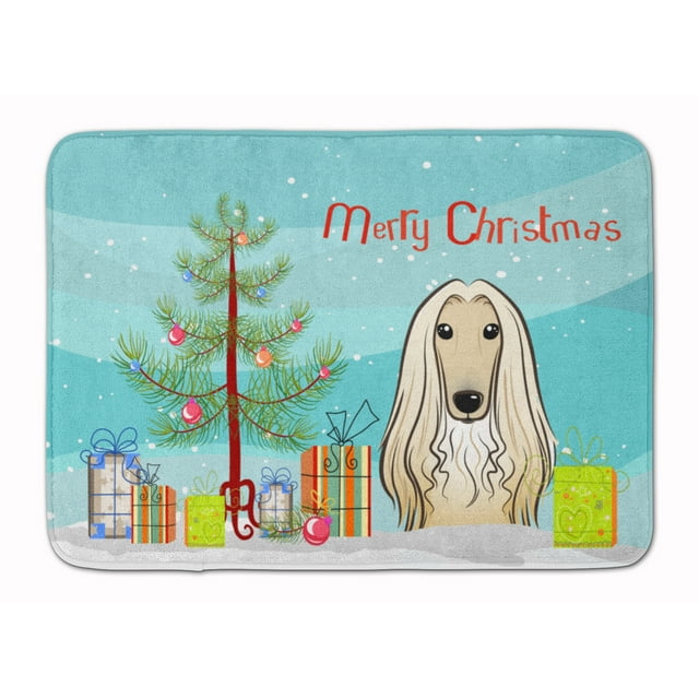 Carolines Treasures BB1616RUG Christmas Tree & Afghan Hound Machine Washable Memory Foam Mat