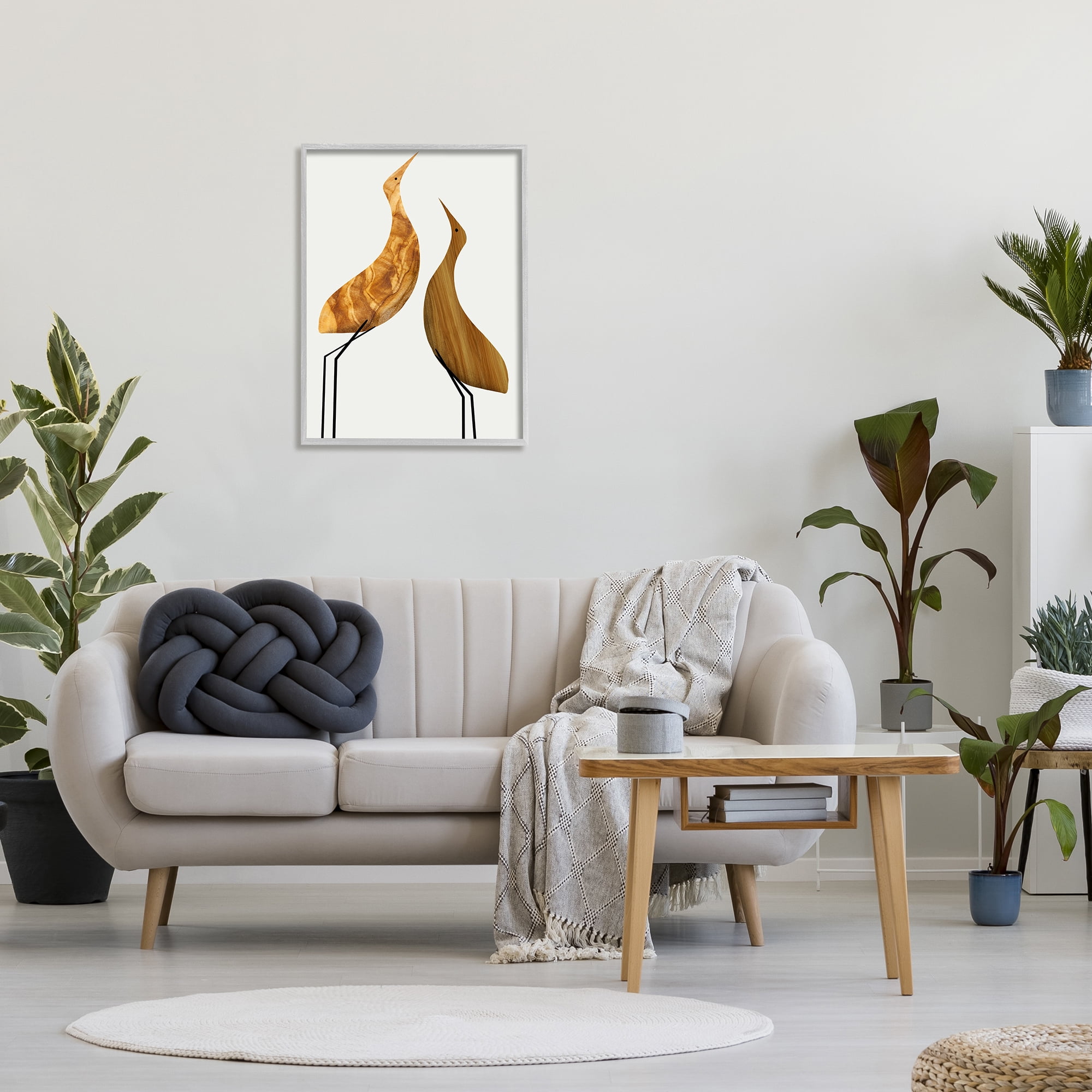 Stupell Industries Modern Rustic Tree Patterned Birds Minimal Abstract Graphic Art Framed Art Print Wall Art, 24x30, By Daphne Polselli