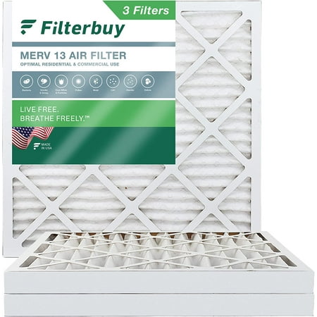 

Filterbuy 11.25x11.25x2 MERV 13 Pleated HVAC AC Furnace Air Filters (3-Pack)