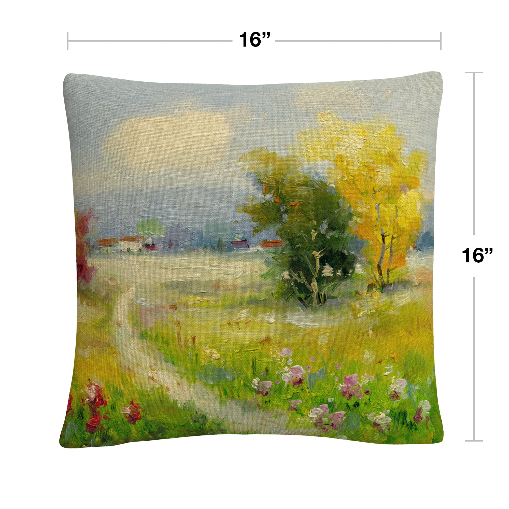 A New Day Ii' Landscape Path By Masters Fine Art 16 X 16 Decorative Throw Pillow