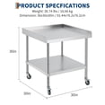 thumbnail image 2 of Heavy-Duty Stainless Steel Commercial Worktable with Adjustable Shelf, 3-Sided Backsplash & 5" Wheels – Professional Prep Table for Kitchen, Restaurant, Food Service, Grill, and Storage, 2 of 7