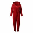 thumbnail image 5 of JGGSPWM Womens Fleece Onesie Pajamas Jumpsuit Warm Sherpa Romper Sleepwear Soft Comfy Zipper Hooded Playsuit Loungewear Red XXXXL, 5 of 6