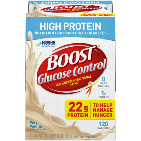 Boost Glucose Control High Protein Nutritional Drink, Very Vanilla, 8 fl oz Bottles, 16