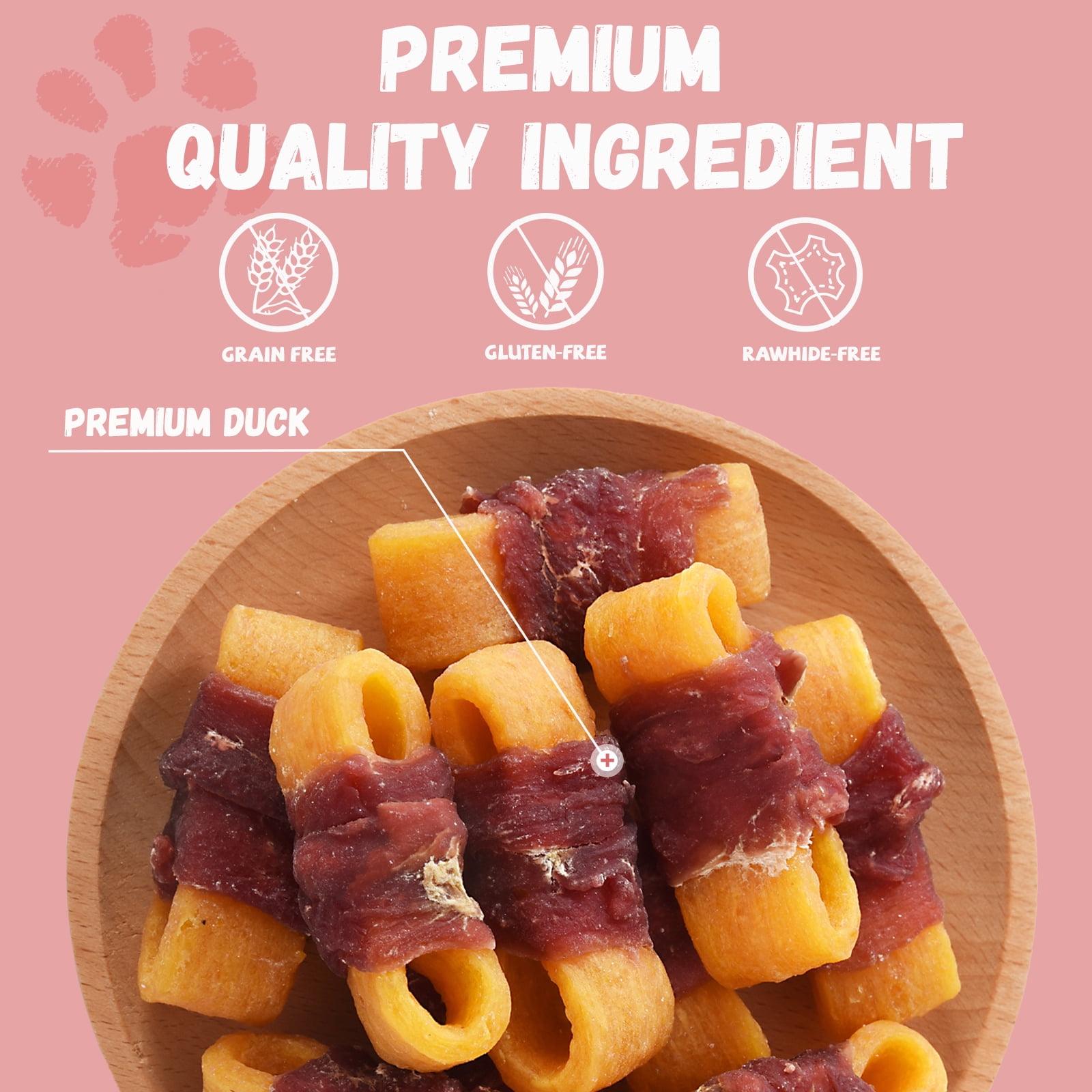 (2 pack) Pawmate Sweet Potato Dog Treats, Natural Duck Jerky Peanut Butter Chews for All Dogs,10.6oz
