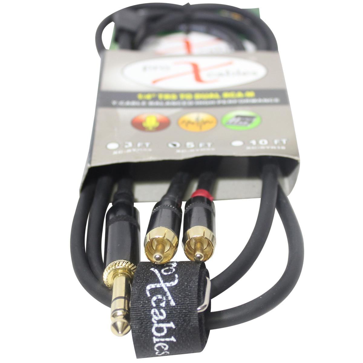 ProX XC-SYR05 5' 1/4" TRS-M Stereo to Dual RCA-M Unbalanced High Performance Audio Cable