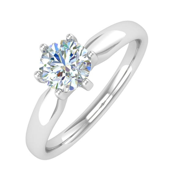 1/2 Carat 6-Prong Set Diamond Solitaire Engagement Ring in 14K White Gold (Ring Size 10.25)