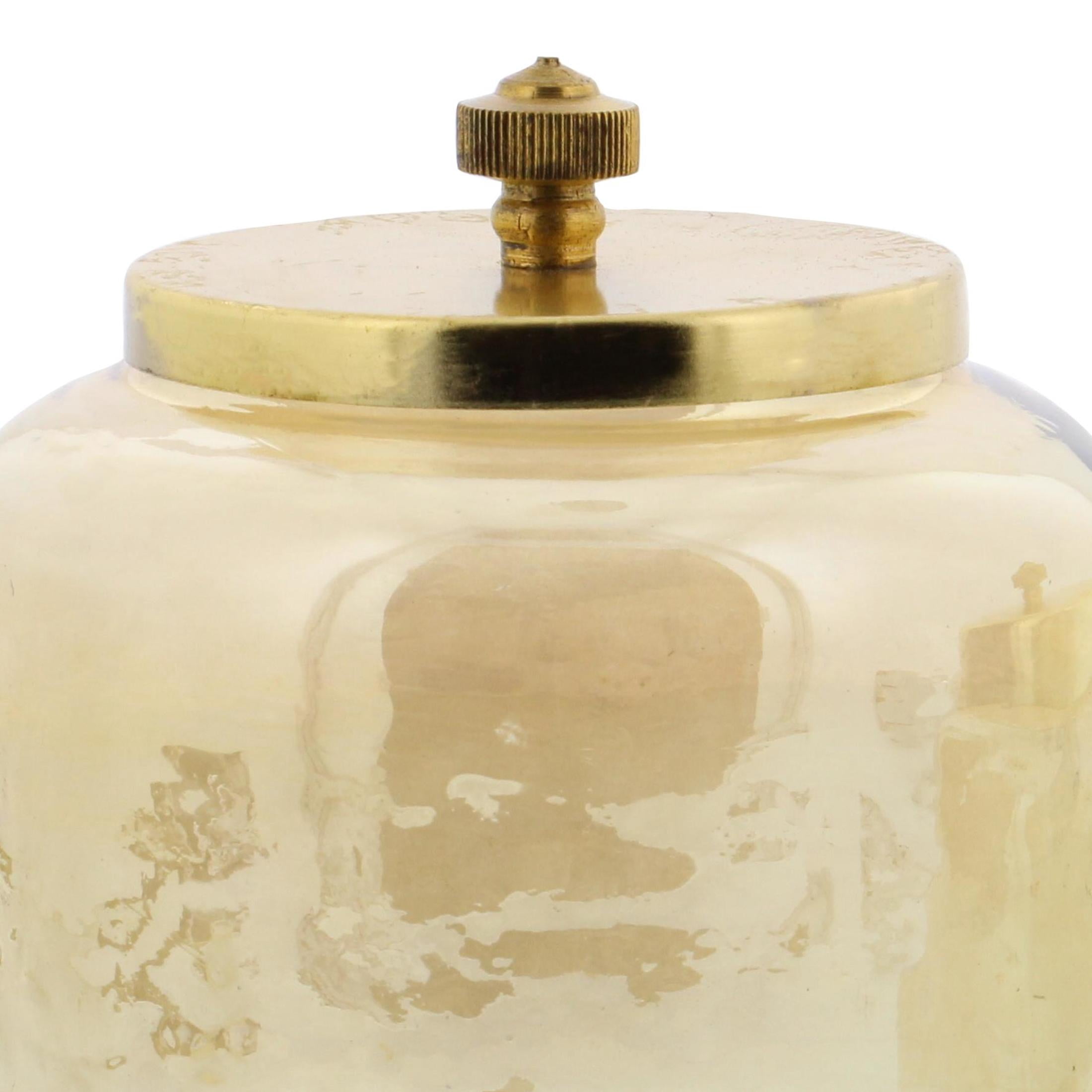 Cosmoliving by Cosmopolitan Glam Transparent Smoked Glass with Golden Hue Decorative Jars, Set of 2 4"W x 5"H