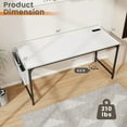 thumbnail image 4 of Giantex Home Office Desk, Computer Desk w/Recessed Power Strip & Wide Desktop, Workstation Writing Table, Rustic White, 4 of 8