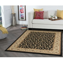 Elegance Transitional 5' x 7' Black and Beige Polypropylene Indoor Area Rug