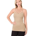 thumbnail image 2 of PacificPlex Womens Lattice Seamless Criss-Cross Cami Top, L/XL, Sand, 2 of 2
