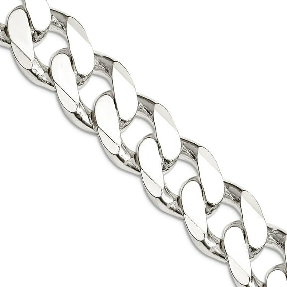 925 Sterling Silver Solid Polished Fancy Lobster Closure 16.2mm Curb Chain Necklace 20 Inch Lobster Claw Chain Necklace