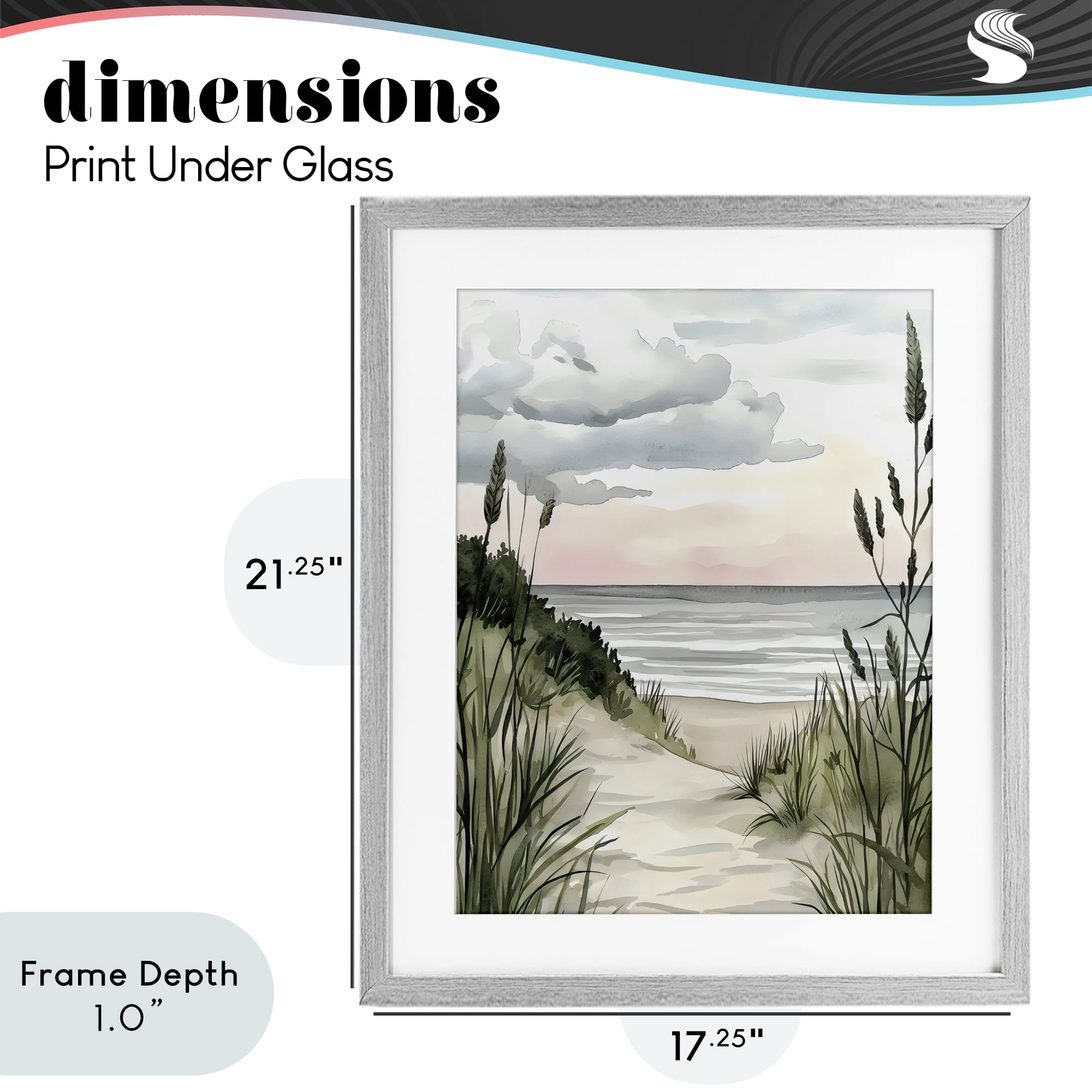 Stupell Industries Coastal Calm Seaside Dunes Gray Framed Print Under Glass, design by Riley B