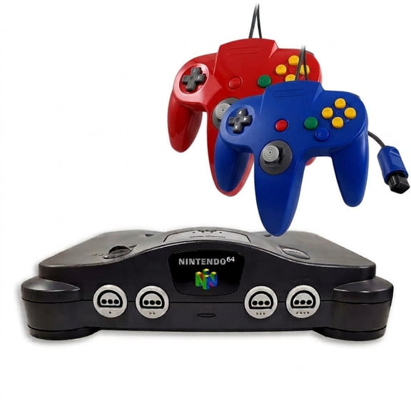 Pre-Owned Nintendo 64 N64 Console - 2 Retrofam N64 Controller Blue & Red