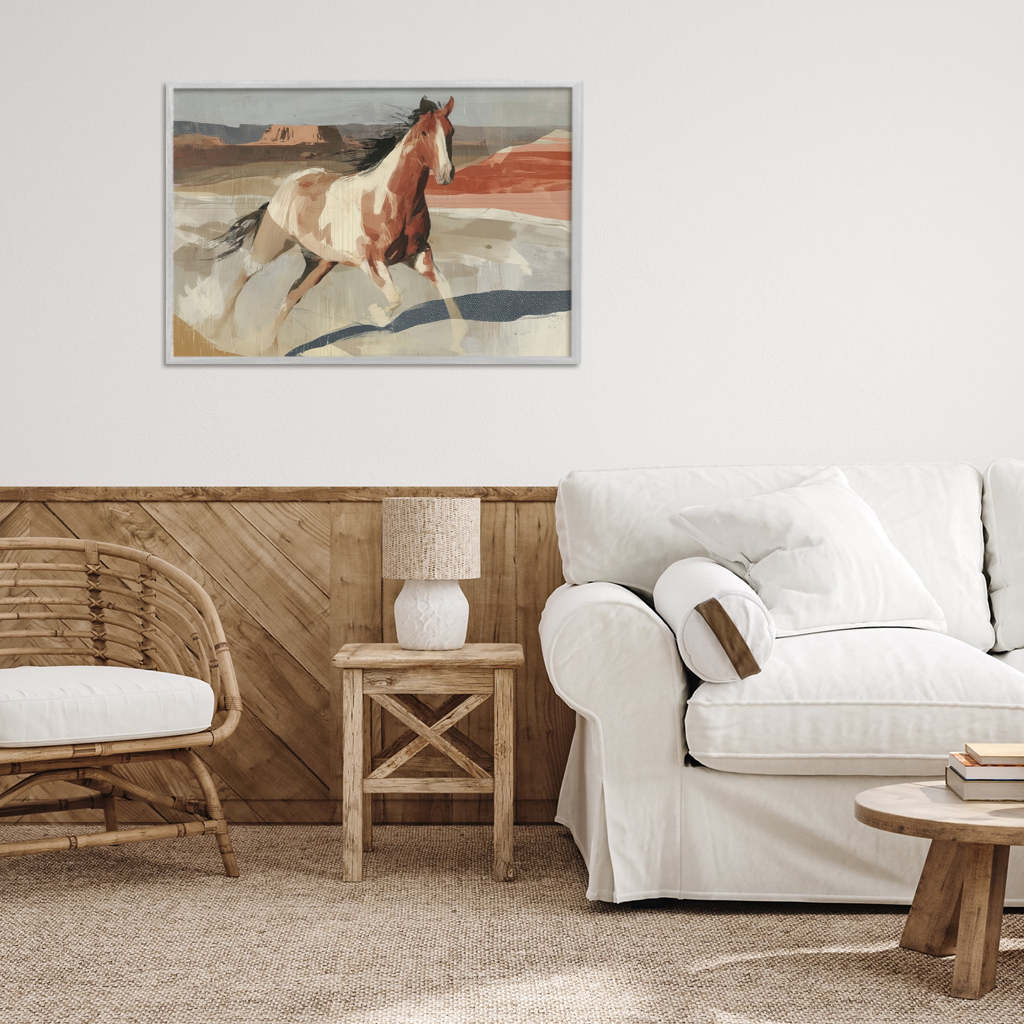 Stupell Industries Wild Horse Across Plains Gray Framed Giclee Art, design by Chromatic Storm Studio