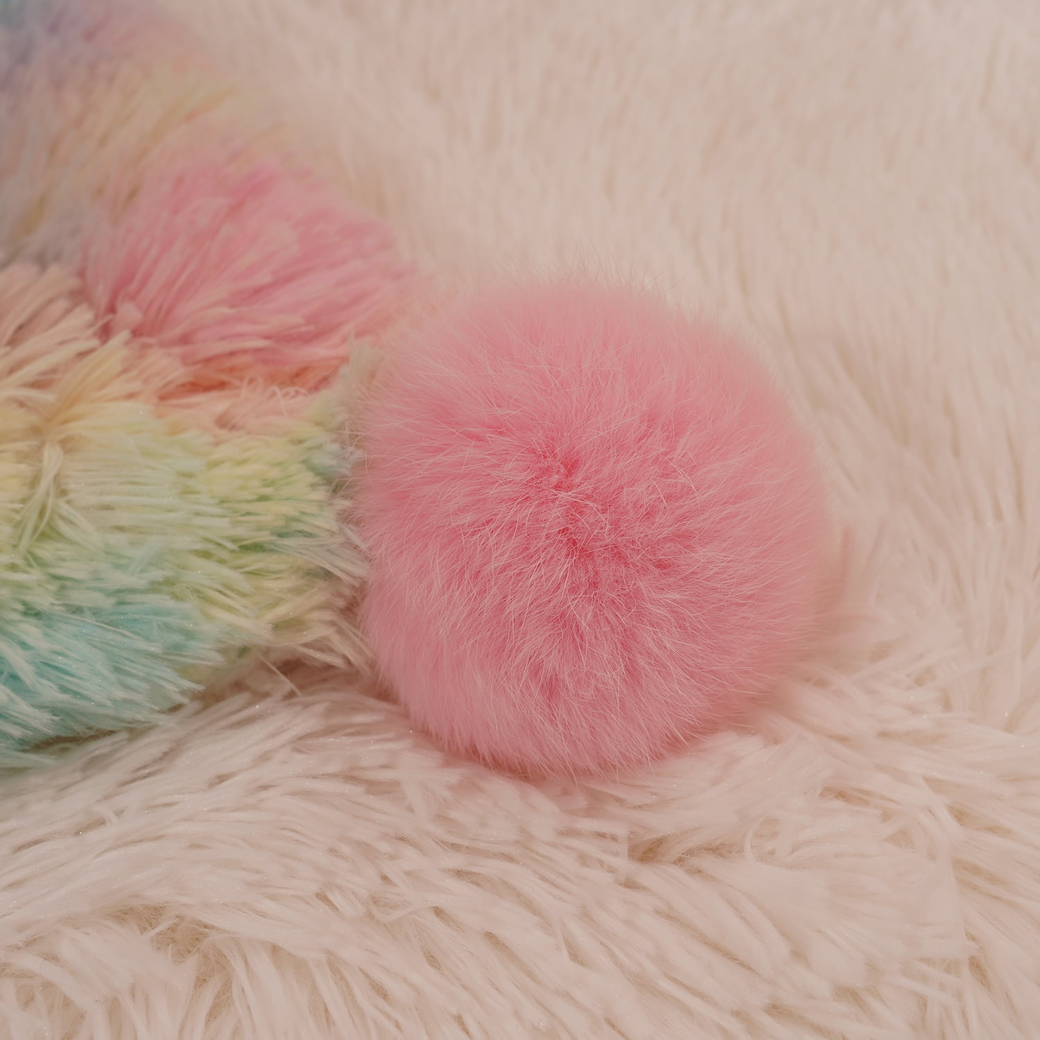 Lochas Plush Fluffy Rainbow Blanket with 4 Hairball for Couch Bed Sofa Kids Soft Blankets, 50"x60"