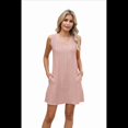 thumbnail image 2 of Vestido de Mujer de Color Liso, Sin Mangas, con Escote en V y Bolsillos, Rosa, Talla XXL, 2 of 10