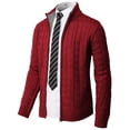 thumbnail image 2 of H2H Mens Casual Slim Fit Cardigan Sweater Cable Knitted Button Down Stand Collar (CMOCAL036), 2 of 6