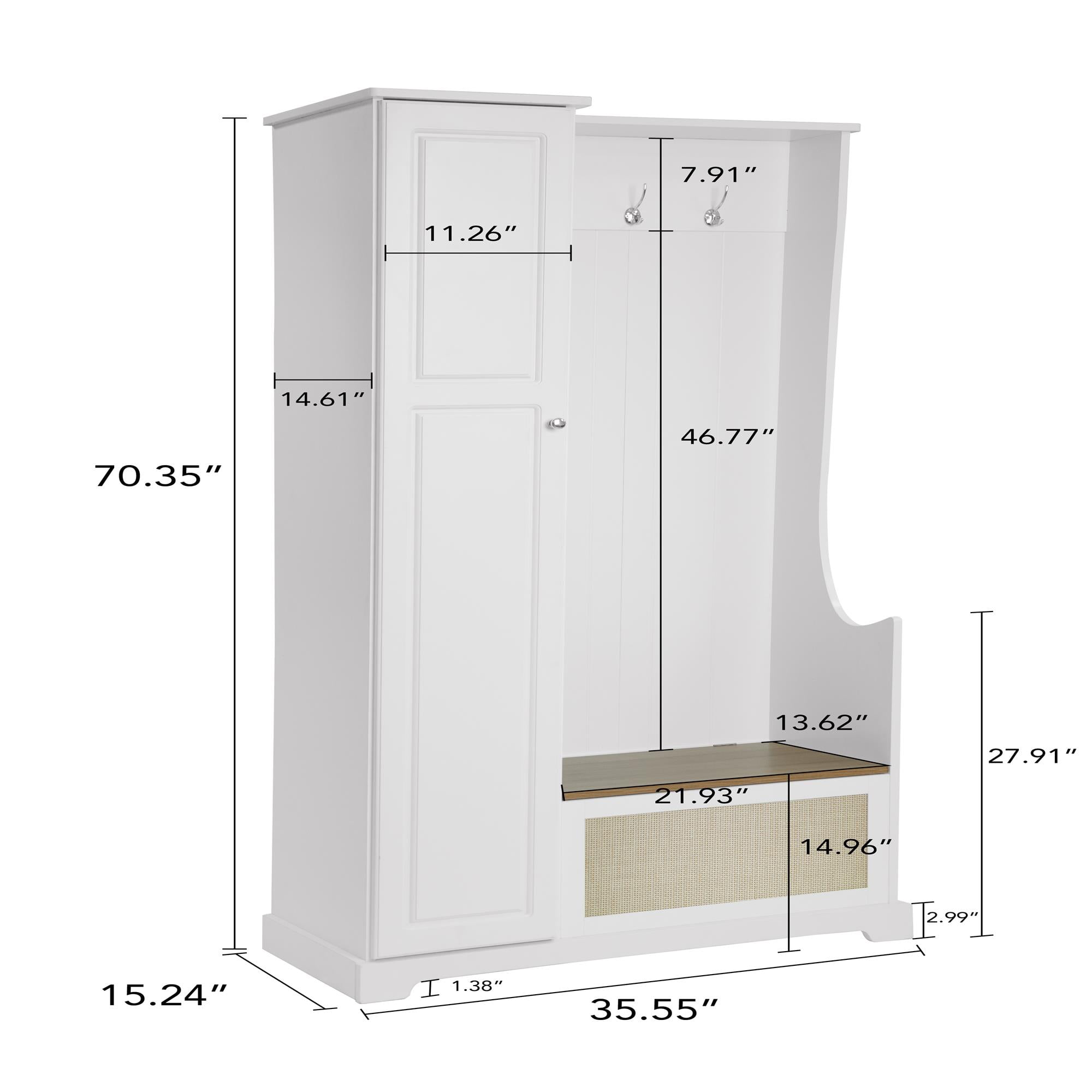 Spaco Wood Wardrobe Cabinet, Storage Wardrobe Cabinet with Shelves and Soft-Close Freestanding Closet, Cliset for Living Room, Entryway, Bedroom, White