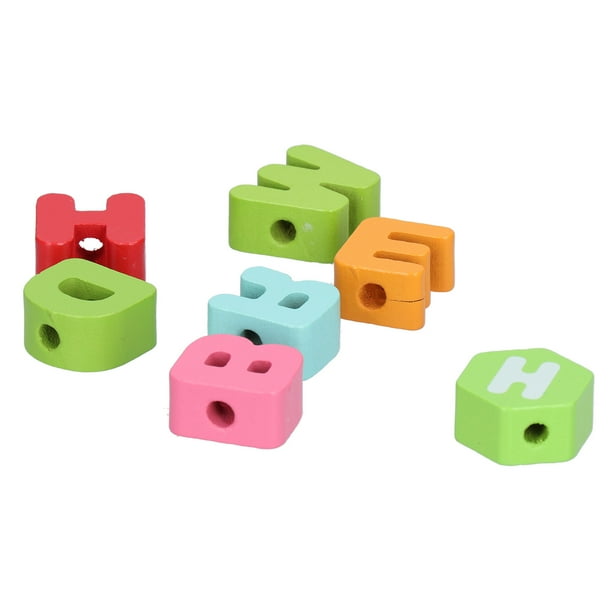 ANGGREK Preschool Wooden Fruit Letters Numbers Lacing Beads Toy