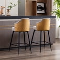 thumbnail image 2 of 25.59" H Counter Bar Stools Set of 2, Accent Bar Chair with Nailhead Trim Back, Fabric Upholstered Bar Stool with Metal Legs or Kitchen Counter Tall Bar, Height Counter Chairs of 2, Beige, 2 of 7