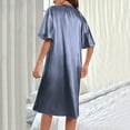 thumbnail image 4 of Ujnder Women's Nightgown Set Lightweight Silk Tie Belt Asymmetrical Design Loungewear Navy One Size, 4 of 4