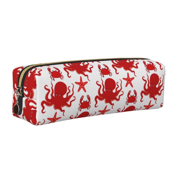 Easygdp Octopus para Estuche de Lápices de Cuero, Estuche de Papelería de Cuero, Estuche de Gran Capacidad con Cremallera