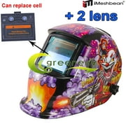 iMeshbean Pro Solar Auto Darkening Welding Helmet, Arc Tig Mig Mask Grinding Hood w/2 Lens & Bag