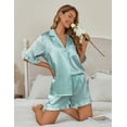 thumbnail image 3 of Ekouaer Silk Satin Pajamas for Women Print 2 Piece Button Down Pjs Shorts Set Ruffle Sleepwear, 3 of 6