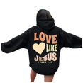 thumbnail image 2 of Women's Christian Hoodie 2025 Fall Winter Fashion Love Like Jesus Christian Hoodie Sweatshirt with Pockets Pullover Top, 2 of 8