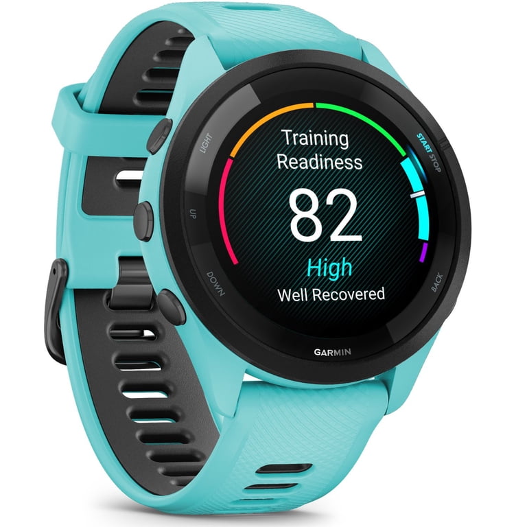Garmin Forerunner 265 GPS Smartwatch, Aqua/Black Bundle with Deco