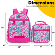 J World Girls Duet 16 Kids Backpack & Detachable Lunchbox Set, Blue Raspberry