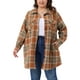 thumbnail image 1 of Chaqueta de franela a cuadros para mujer de talla grande, con botones y mangas largas, chaqueta de moda 2X Naranja, 1 of 6