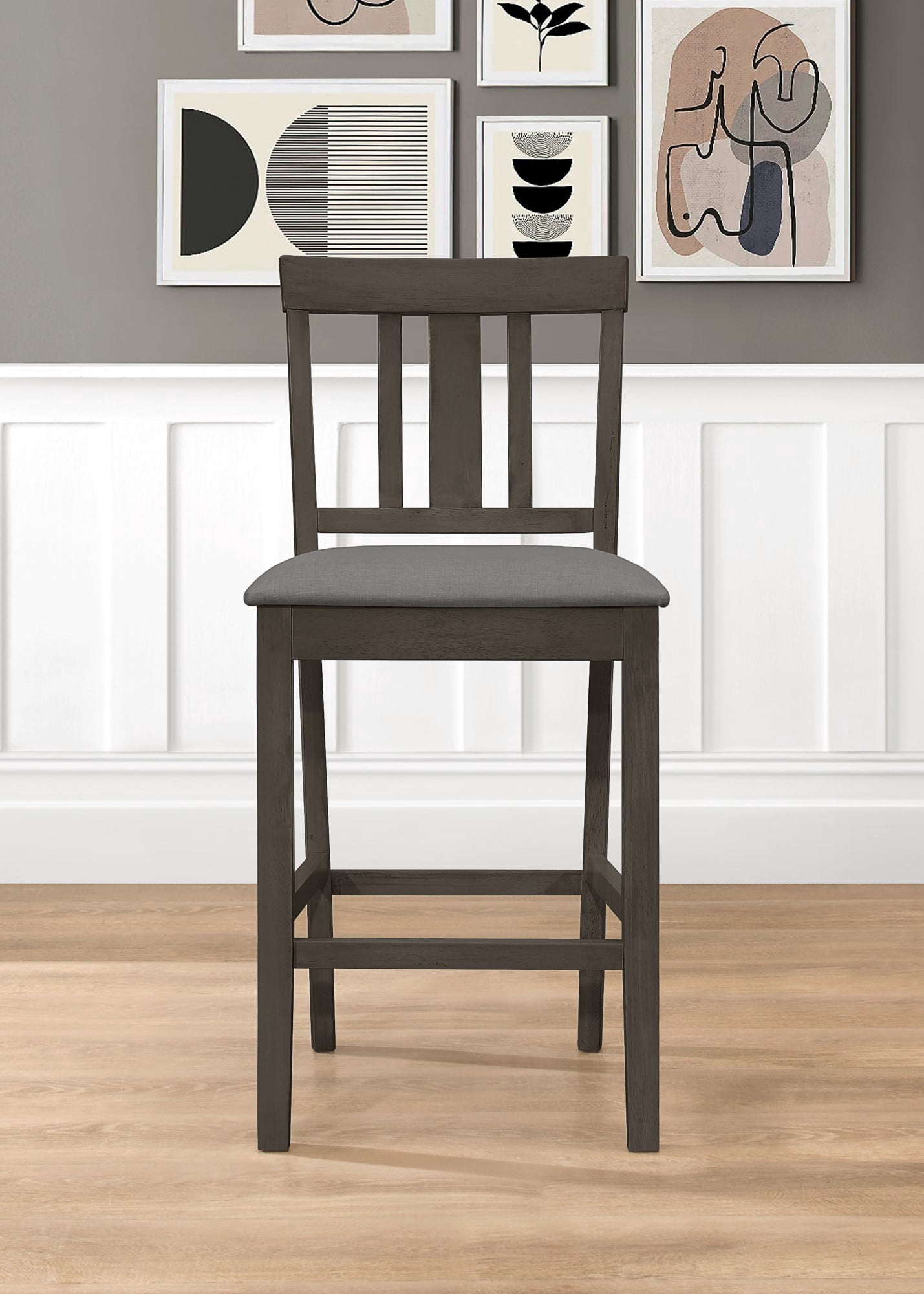 Home Design Kinsley Counter Chairs (Set of 4), Taupe/Gray, Slat-back design, Padded seat, Comfortable seating, Sturdy frame, Modern minimalist style, Durable construction