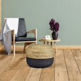thumbnail image 5 of Spitiko Homes 18" Wide Round Pouf Ottoman in Natural and Blue, 5 of 6