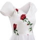 thumbnail image 5 of Mujeres Vintage Rose Bordado Temperamento V-cuello Sexy Vestido de hilo de red de manga corta Fridja qw4540, 5 of 6